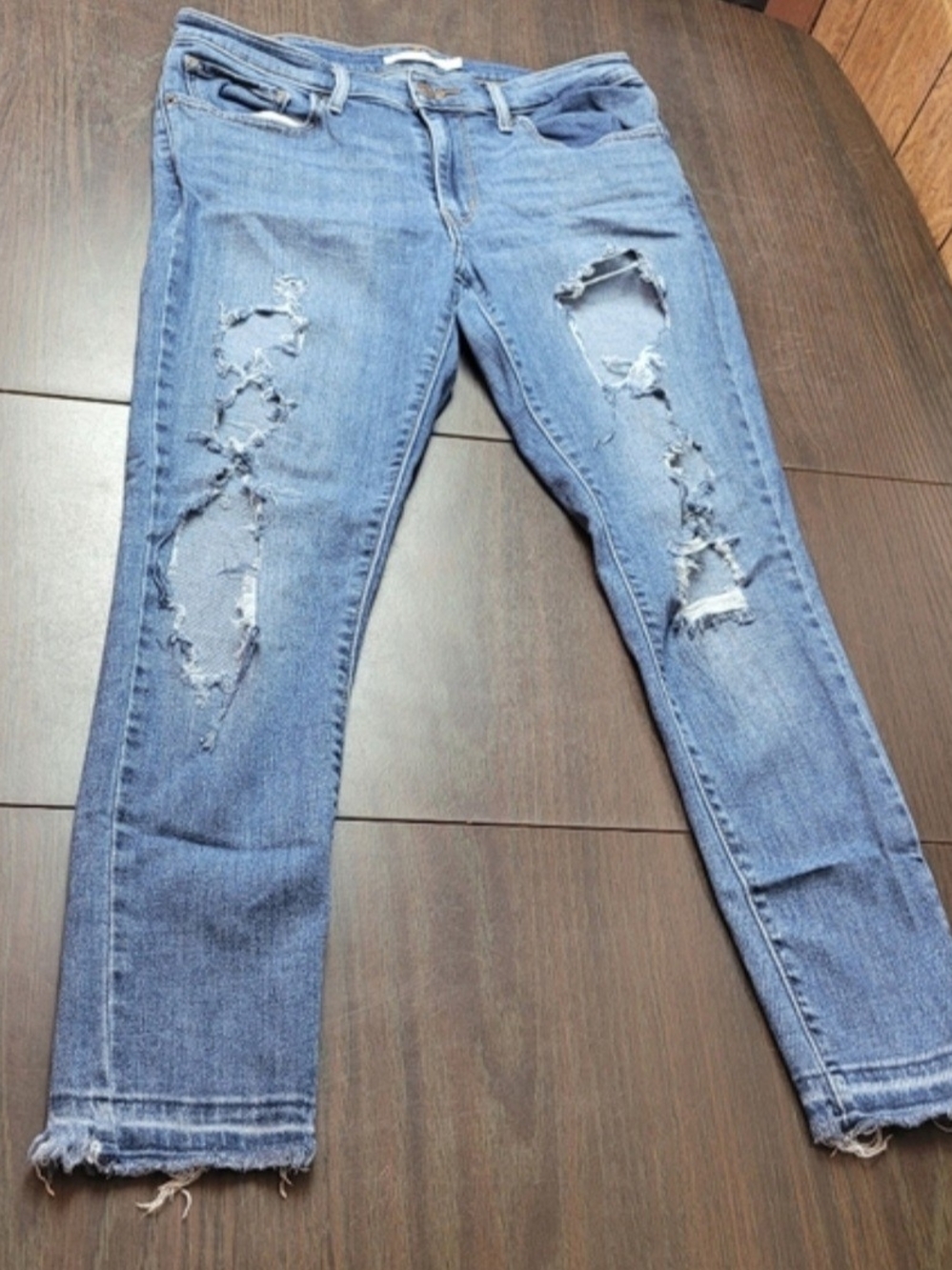 Levi's 711 Skinny Light Blue Distressed Jeans